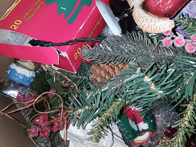 Decorations still boxed. Decorations still boxed.