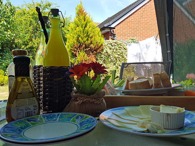 Lunch in garden.